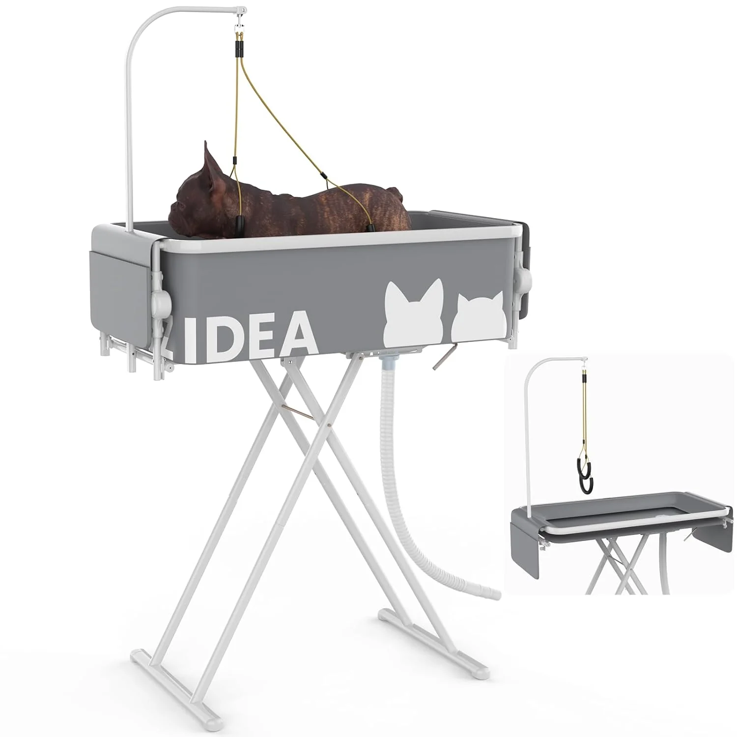 Effective PAWZIDEA 2-in-1 Portable Dog Bathtub Grooming Table 33 Foldable Pet Washing Station for Small Medium Dogs Cats d Tubs for Bathing Shower Indoor Outdoor 5 Height Adjustable Storage Pocket Pure