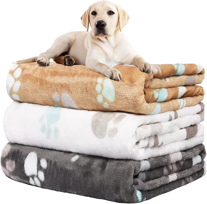 Lightweight Rezutan Dog Blanket for Large Dogs Upgraded 3 Pack Dog Cat Flannel Blankets High-End