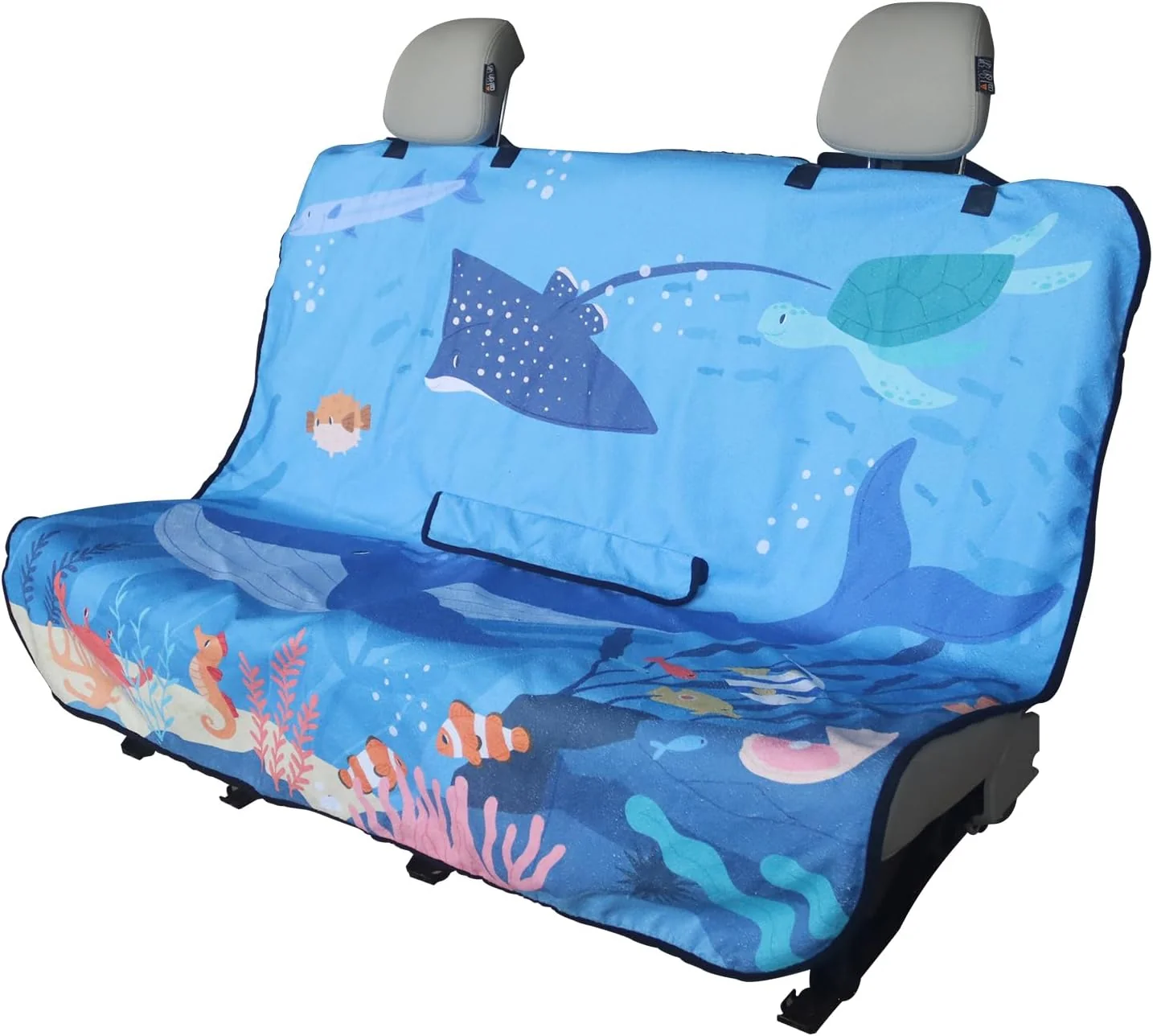 Environmentally Friendly Back Seat Cover for Car Trucks Van SUV Waterproof Rear Bench Towel Seat Covers for Dogs and Kids Automotive Backseat Protector Seaworld Healthy