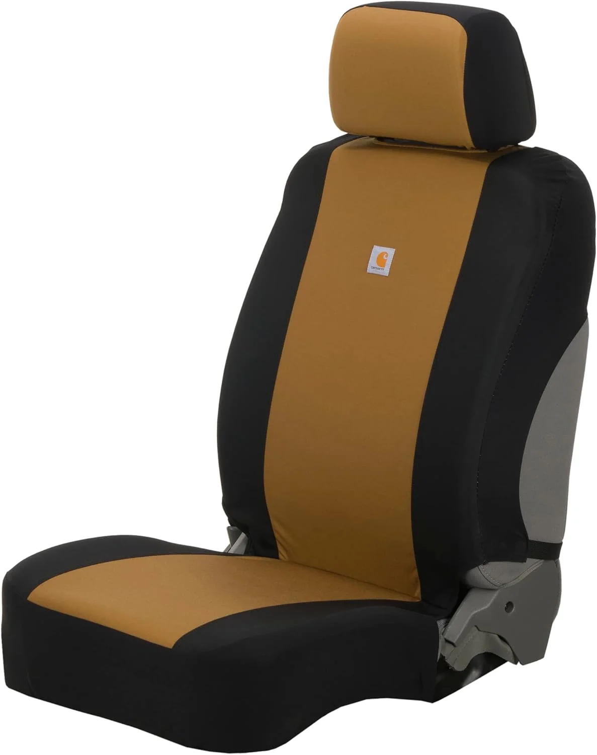 Smart Carhartt Universal Nylon Duck Canvas Fitted Bucket Seat Cover Durable Seat Protection with Rain Defender Single Black and Carhartt Brown Effective