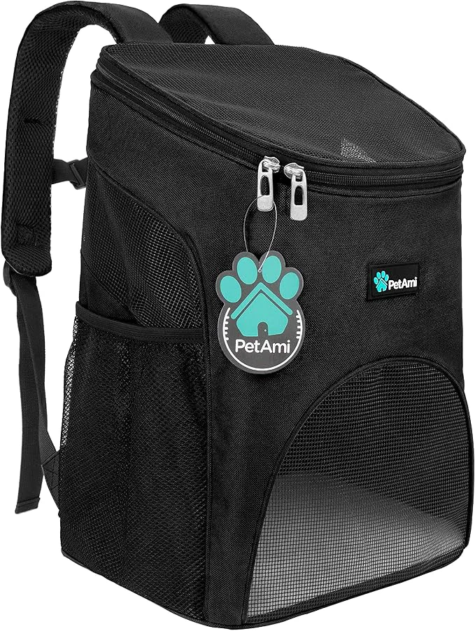 Expertly Made PetAmi Small Dogs and Cat Backpack Carrier Airline Pet Backpack Carrier Ventilated Safety Strap Buckle Support Designed for Hiking Travel Camping Outdoor Max 18 lbs Black About ThisOverview Detailed