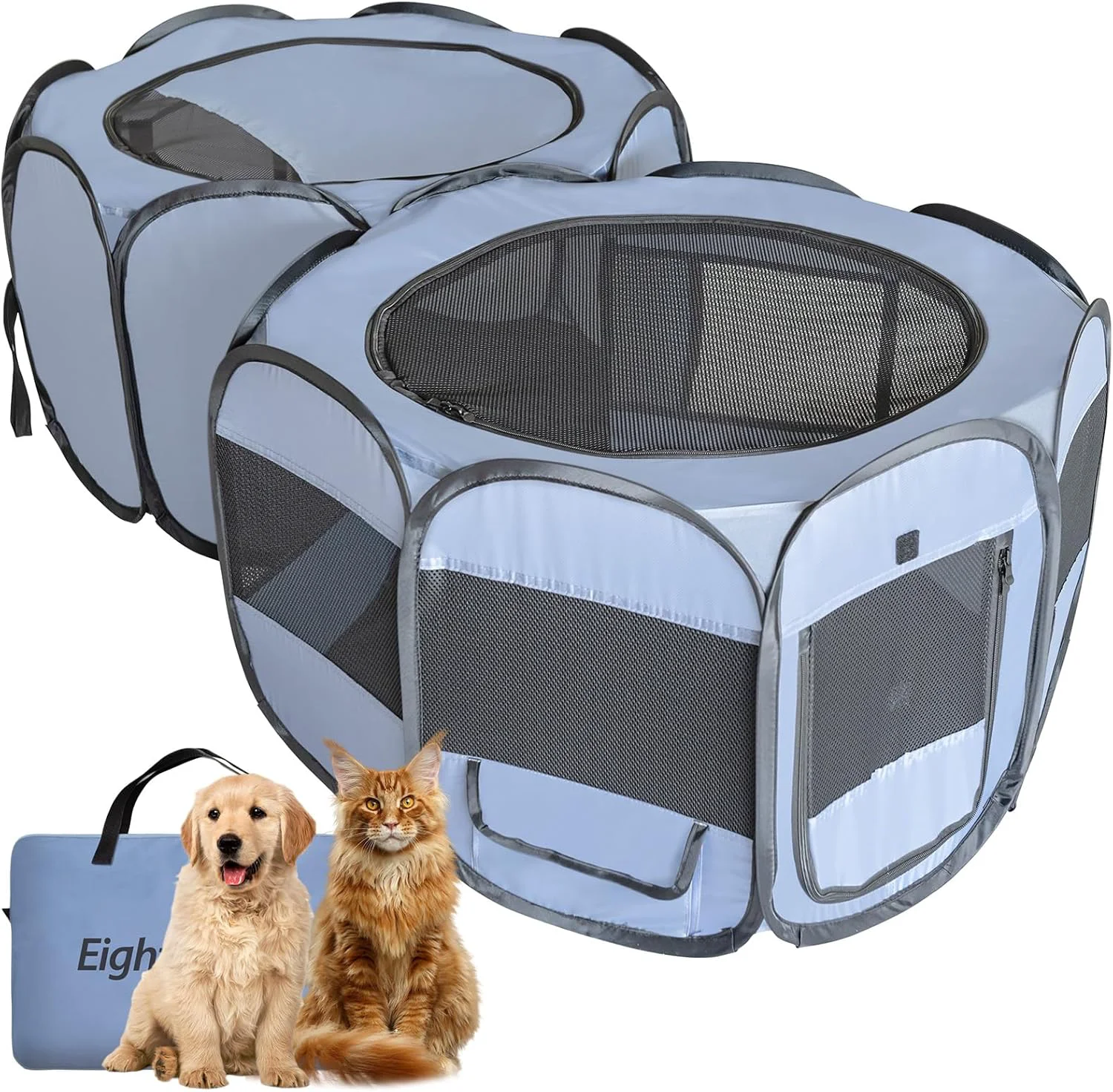 Refined EighteenTek XLarge 2-in-1 Pop up Dog Playpen Assembly- with Leakproof Pet Pee Pads Portable Foldable Cat Tent Enclosure Indoor Outdoors Puppy Kittens Small Animals Crates M 72 Lx36 Wx24 H Comfortable