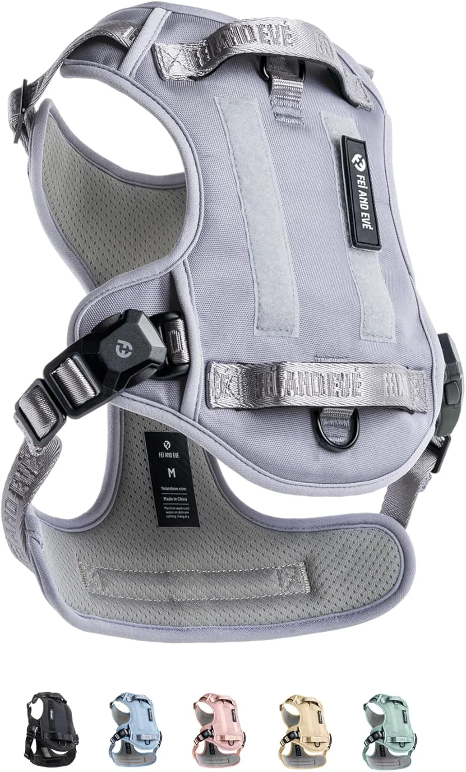 Eco-Friendly 2025 New Edition Fei Eve MagEase Dog Harness – 3-Second Magnetic Buckles 3-Point No-Pull Control Heavy-Duty 900D Nylon Dual Safety Handles Breathable Mesh Adjustable Fit Medium Gray
