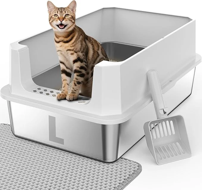 Smooth FURTIME Stainless Steel Litter Box Certified