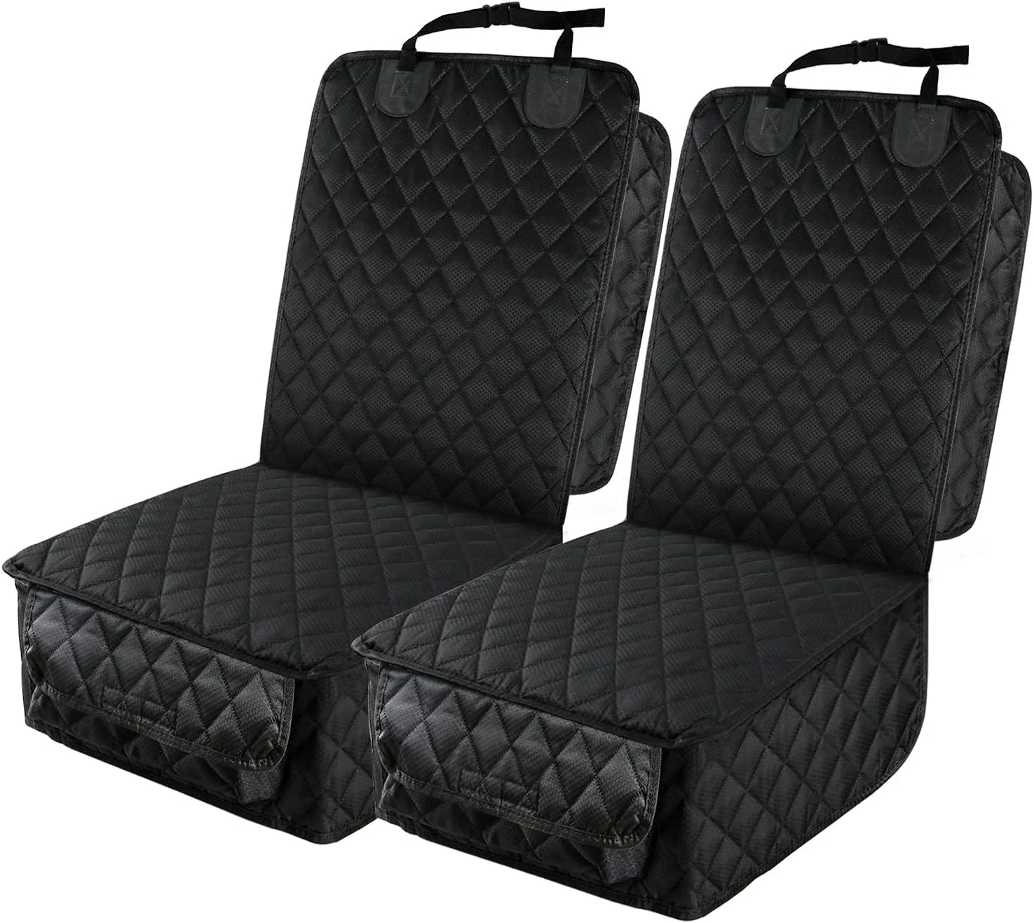 Genuine PETICON Waterproof Front Seat Car Cover 2 Pack Full Protection Dog Car Seat Cover with Side Flaps Nonslip Scratchproof Captain Chair Seat Cover Fits for Cars Trucks SU Jeep Black Healthy