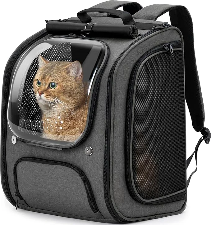 Reliable Pecute Cat Backpack Carrier Large Space Cat Bubble Backpack Breathable Cat Carrier Shaded Dog Backpack Carrier Ergonomic 3D Design for Travel Hiking Suitable for Shopping and Vet GrayAbout ThisOverview Premium Material