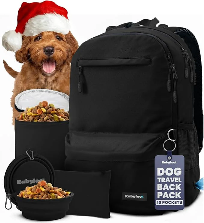 Sophisticated Dog Travel Bag for Supplies – Complete Doggy Diaper Bag Backpack – I Gift for Dog Lovers Doggy Moms Dads for Christmas – Laptop Sleeve 2 BPA- Bowls Food Container Treat Pouch BlackAbout ThisOverview Pure