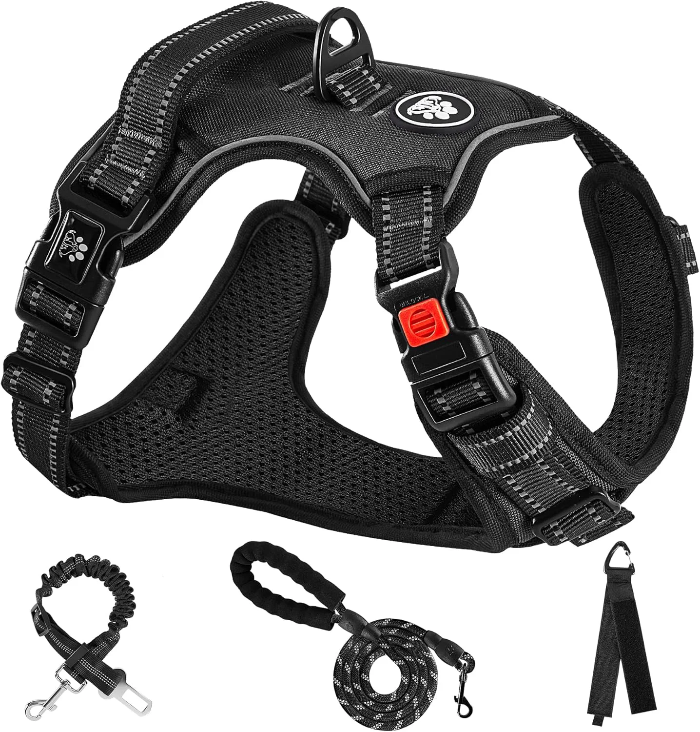 Sophisticated NESTROAD No Pull Dog Harness Adjustable Oxford Dog Vest Harness with Leash Reflective No-Choke Pet Harness with Easy Control Soft Handle for Large Dogs Large Black Smart
