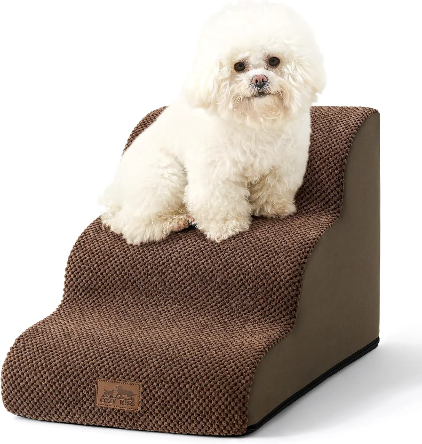 Responsible Dog Stairs for Small Dogs 15.7 H Curved Dog Step for Puppy Older Cat Medium Pet Ramp for Sofa Couch or Chair Ladder with High Density Foam 15.7×22.4×15.7 inch 3 Step Brown Detailed