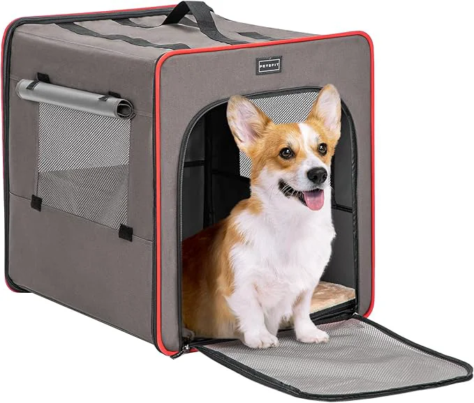 Fast PETSFIT Portable Dog Crate Collapsible Dog Crate – 24 Inch with Thicken Mat Easy to Fold Sturdy and Portable for Traveling Soft Dog Kennel Army GreenAbout ThisOverview High-Quality