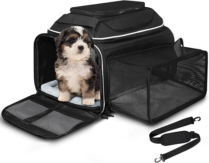 Selected Petskd Top and Side Expandable Pet Carrier 18x11x11 Inches Delta United Airline Soft-Sided Carrier for Small Cats and Dogs with Locking Safety Zippers and Anti-Scratch Mesh Black About ThisOverview Top-Quality