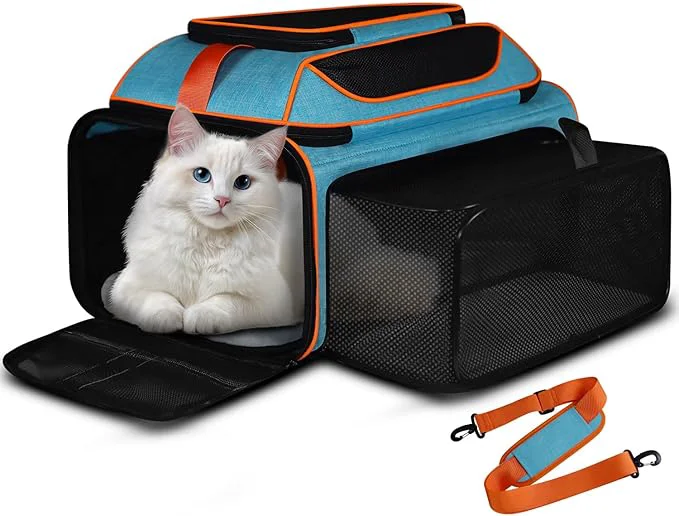 Eco-Friendly Petskd Top and Side Expandable Pet Carrier 19x13x9 Inches Southwest Allegiant Airlines Soft-Sided Carrier for Small Dog Under 12 lbs and Large Cat Under 15 lbs Blue About ThisOverview Premium Material