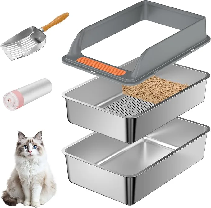 Premium Stainless Steel Sifting Litter Box Eco-Friendly
