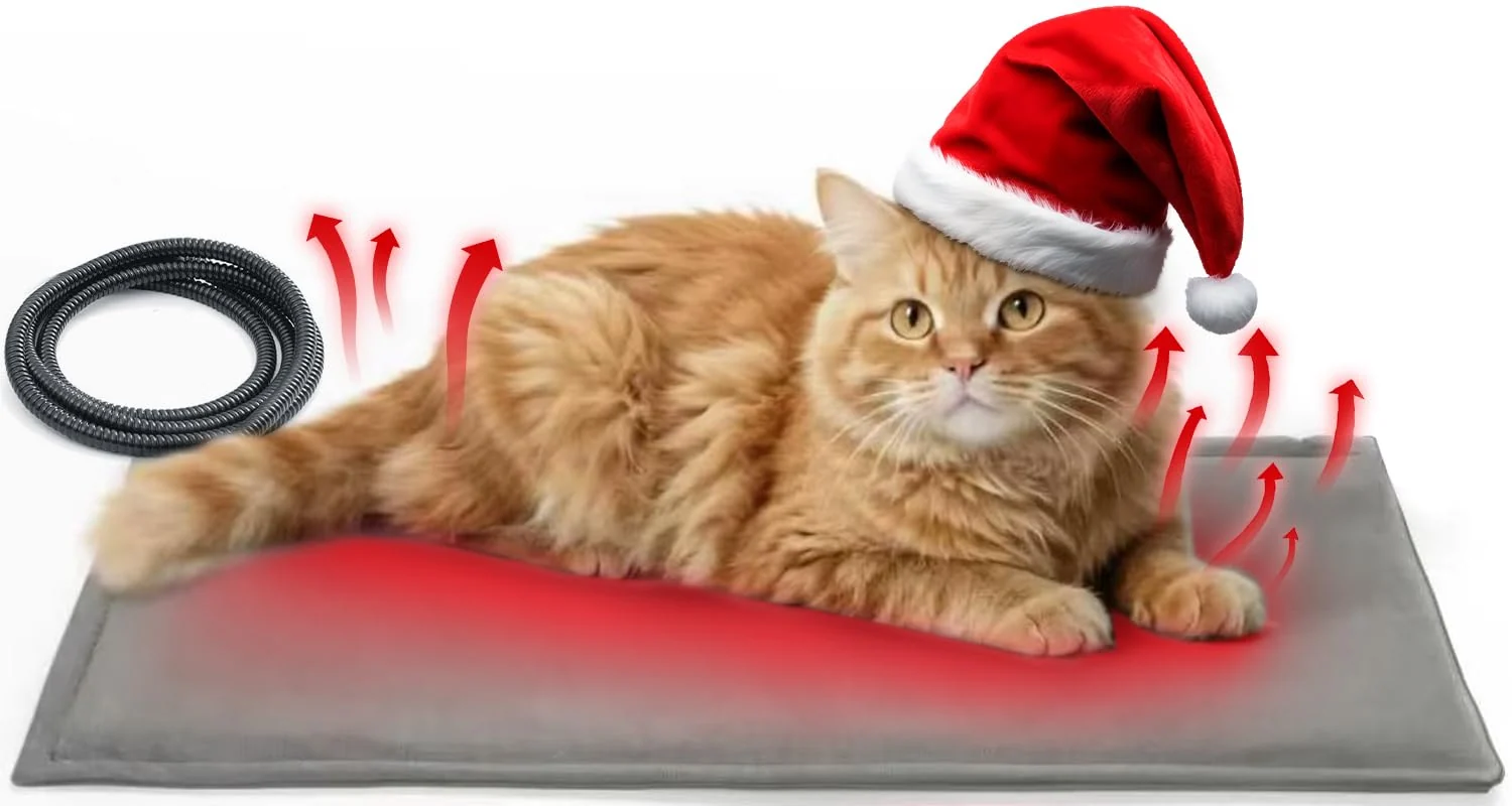High-End Ortri Cat Heating Pad – 21.65 x 13.77 in Electric Cozy Mat with Removable Washable Cover Elegant