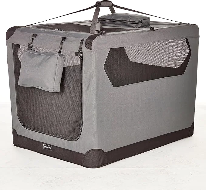 Secure Amazon Basics Folding Portable Soft Pet Dog Crate Carrier Kennel 42 x 31 x 31 inches GreyAbout ThisOverview Optimized