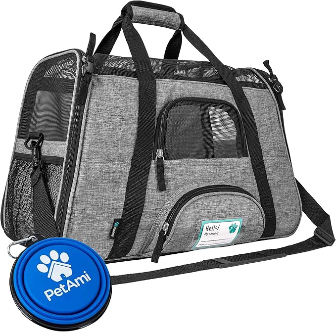 Durable PetAmi Airline Pet Carrier for Cat Soft Sided Dog Carrier for Small Dog Cat Travel Supplies Accessories Indoor Cat Ventilated Pet Carrying Bag Medium Large Kitten Puppy Large Heather GrayAbout ThisOverview