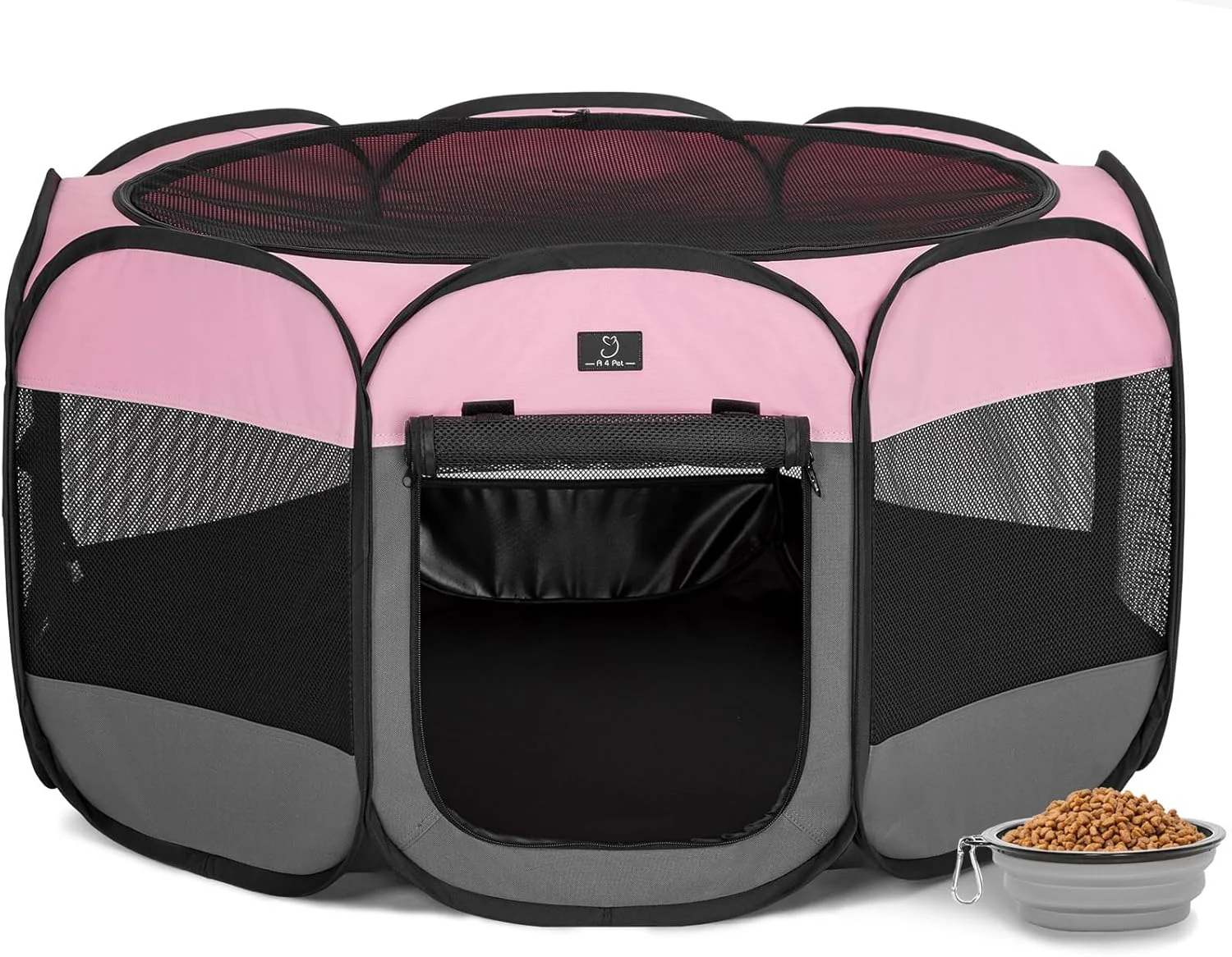 Breathable A4Pet Puppy Playpen Indoor 39.5 Portable Pet Playpen with Bowl Suitable for Puppies Kittens and Small Animals Removable Zipper Mesh Panel 16 W × 10 H Advanced