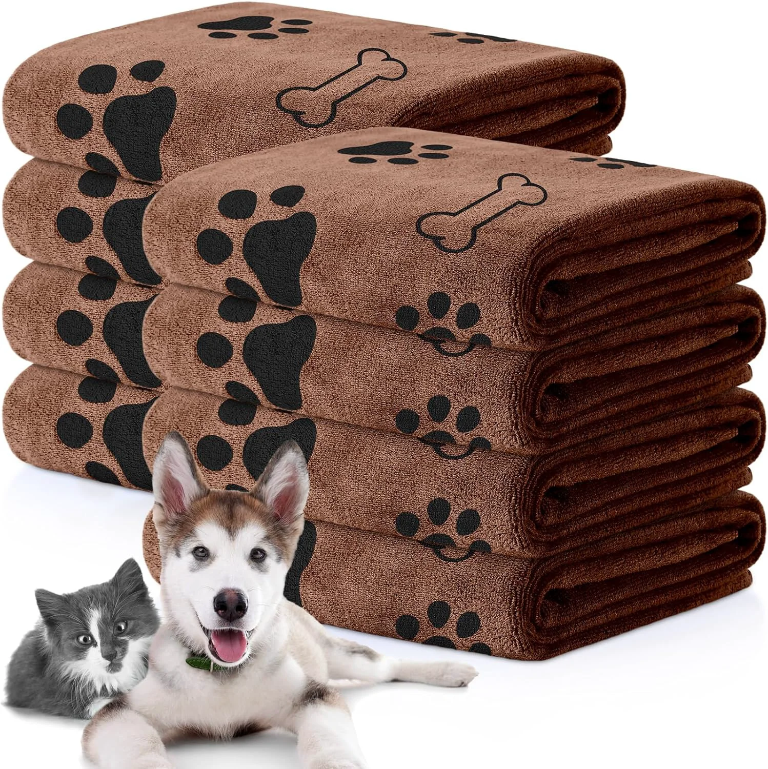 Quality Chumia 8 Pcs Dog Towels for Drying Dogs Cats Pet Towels Bulk Puppy Microfiber Quick Drying Paw Bath Bathing Supplies Absorbent for Medium Pets Coffee 40 x 24 Inch Durable