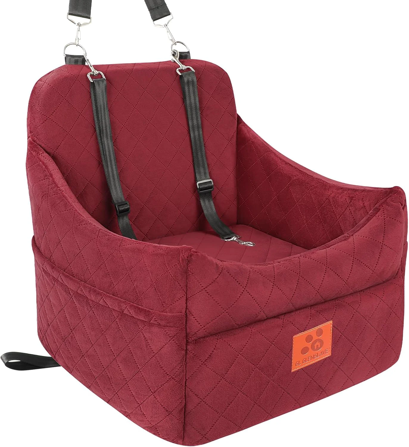 Prestigious Dog Car Seat for Small Medium Dogs Dog Booster Car Seats with Thick Cushion for Dogs Under 35lbs Detachable Washable Pet Car Seat with Storage Pockets 2 Safety Belts Red Exclusive