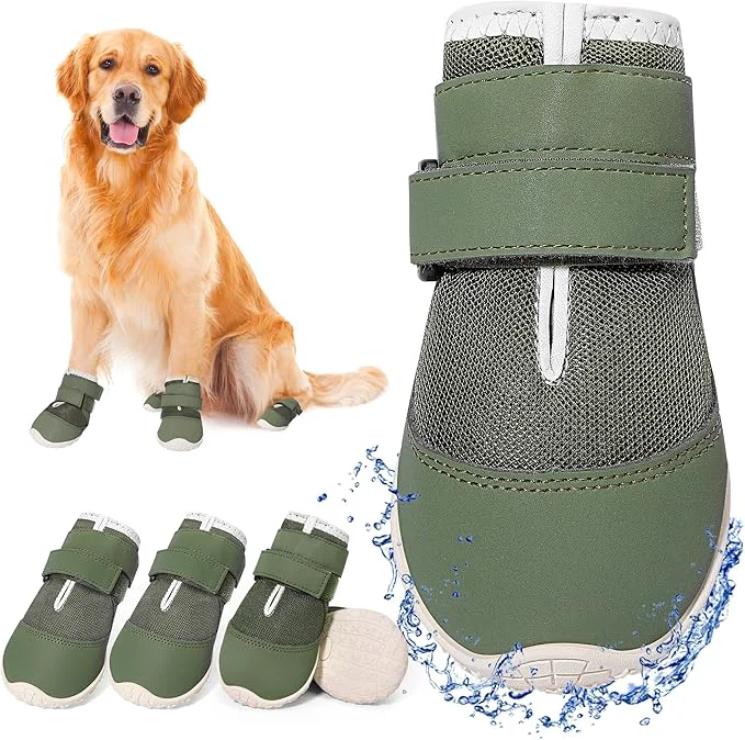 Environmentally Friendly DcOaGt Dog Shoes Mesh Breathable Dog Booties for Hot Pavement Summer with Anti-Slip Sole Dog Boots Paw Protectors for Small Medium Puppy for Winter Snow Rain Hiking Military Green 4PCS Size 3 About ThisOverview Genuine