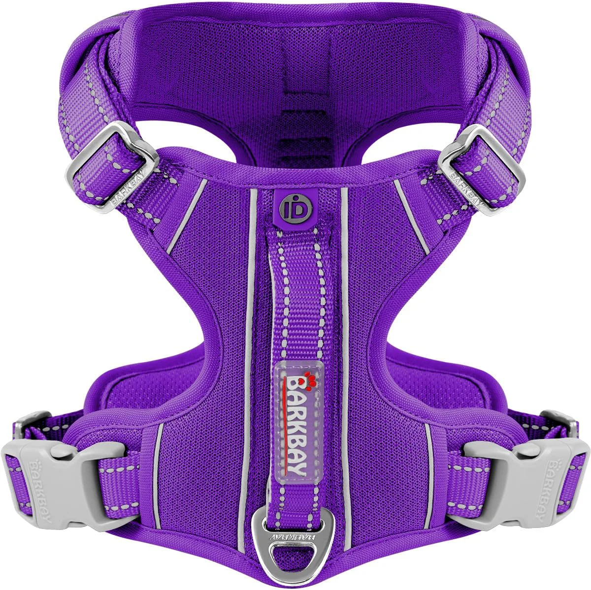 Premium BARKBAY Dog Harness No Pull with ID Tag Pocket – Heavy Duty Reflective Easy Control for Large Dogs Purple XL User-Friendly