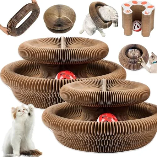 Enhanced Jogcoys 2PC Kitty Curls Cat Toy – Interactive Cardboard Scratch Pad with Ball Quality
