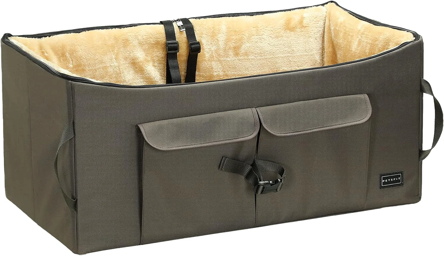 Lightweight Petsfit Dog Booster Seat For 2 Small Dogs or Medium Dog up to 45 lb Large Dog Car Seat With 2 Big Pockets for Cars Trucks and SU Large Dark Brown Sustainable
