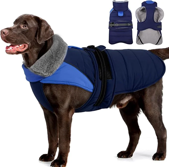 Top-Quality MIGOHI Comfortable Large Dog Coat – Waterproof Dog Coat with Reflective Strips Windproof XXL Dogs Jacket with Warm Turtleneck Snow Coats for Large Dogs Labrador Golden Retriever 2XL DarkBlueAbout ThisOverview Efficient