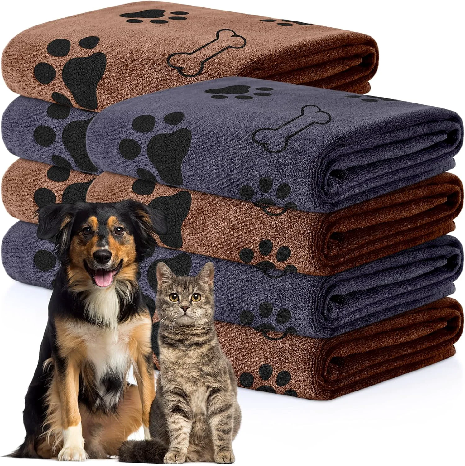 Outstanding Chumia 8 Pcs Dog Towels for Drying Dogs Cats Pet Towels Bulk Puppy Microfiber Quick Drying Paw Bath Bathing Supplies Absorbent for Medium Pets Brown Gray 40 x 24 Inch Innovative