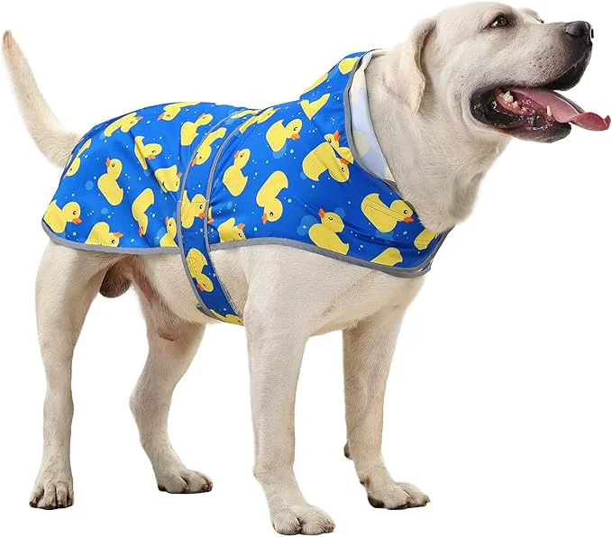 Luxury Dog Rain Coat for Large Dogs Waterproof Hooded Rain Jacket with Reflective Strips Leash Hole Poncho Adjustable Fit ShinyDuck XXL About ThisOverview Advanced