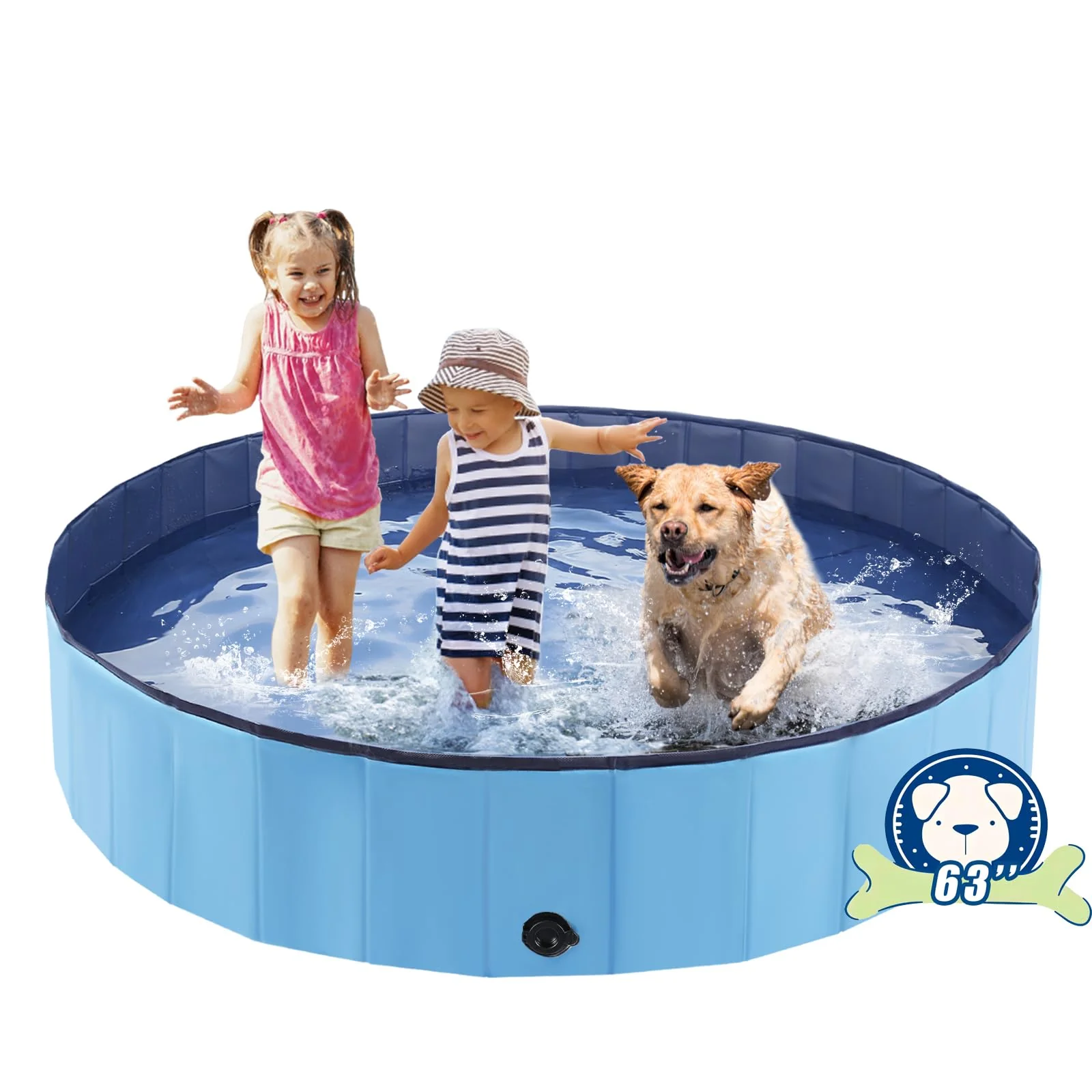 Responsible Eooqi Foldable Dog Pool – Portable Collapsible Bath Tub 63×12 in Blue High-Performance