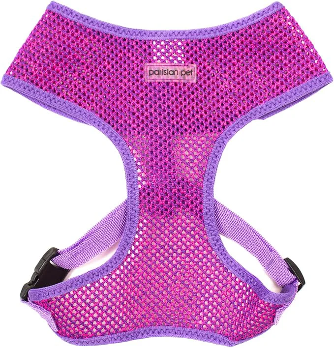 Proven Parisian Pet Girl Dog Harness – Soft Padded Purple Pink Dog Vest Harne Detailed