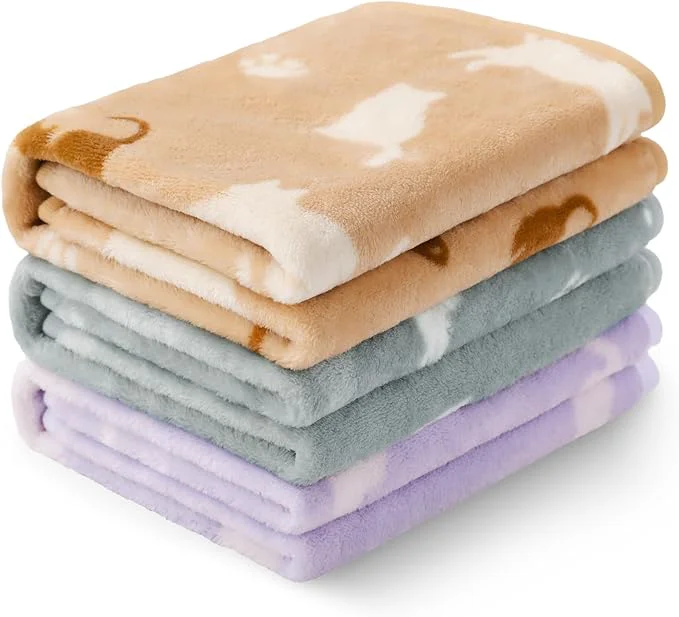 Fine Luciphia 1 Pack 3 Cat Printed Fleece Pet Blankets Washable，Soft Warm Throw Specialty