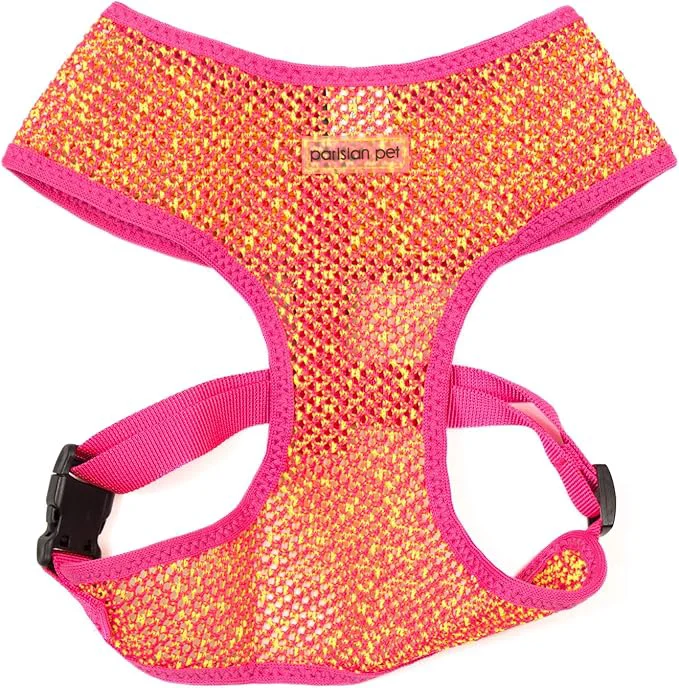 Effective Parisian Pet Dog Harness – Adjustable Pink Yellow Dog Vest Harness – 1 Reliable