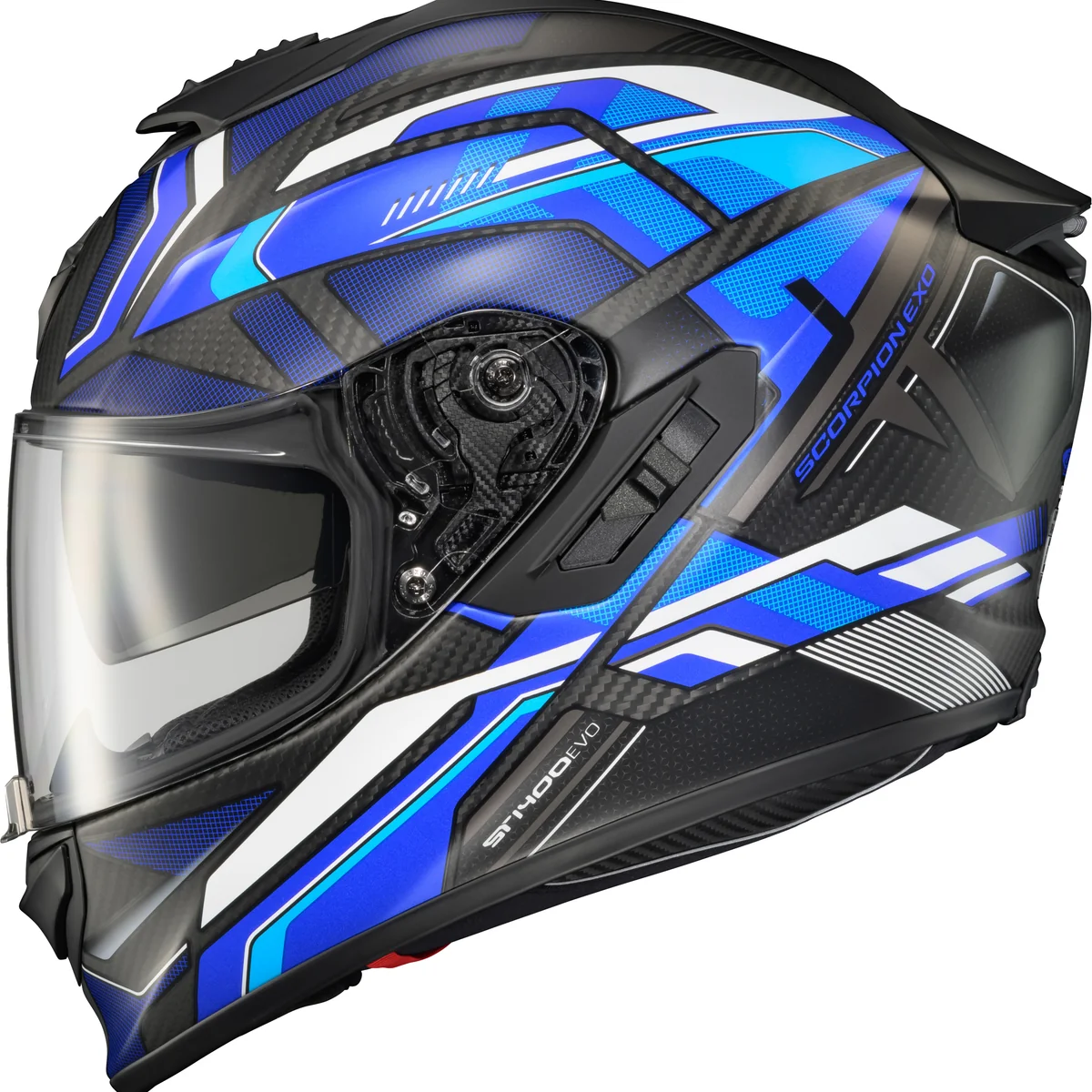 Verified Scorpion – Exo St1400 Evo Carbon Helmet Hex Matte Blue 2x Organic