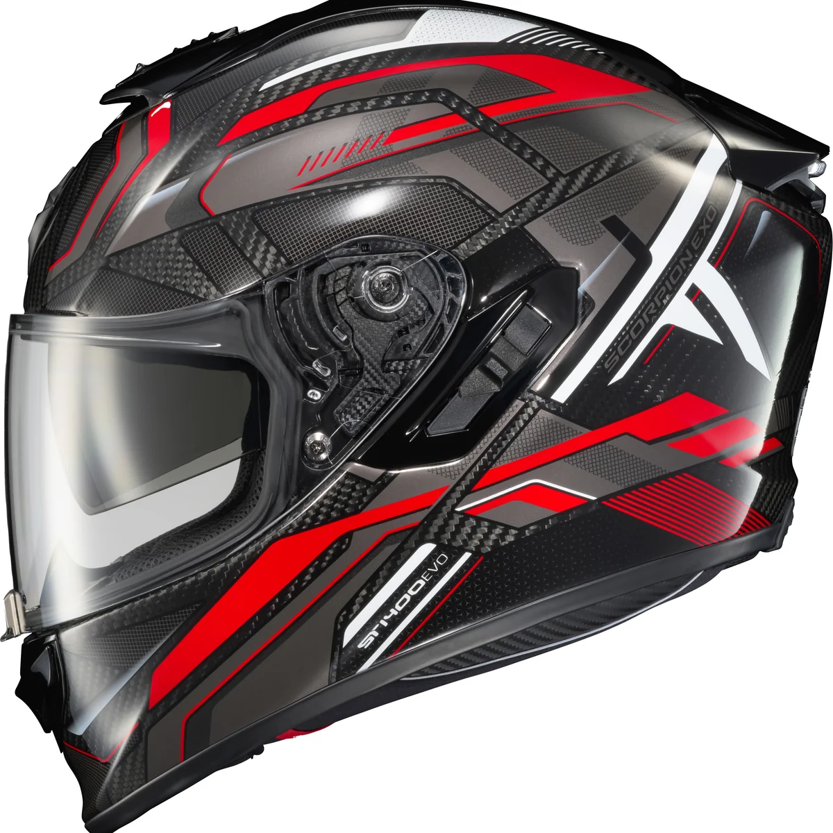 World-Class Scorpion – Exo St1400 Evo Carbon Helmet Hex Gloss Red 2x Soft