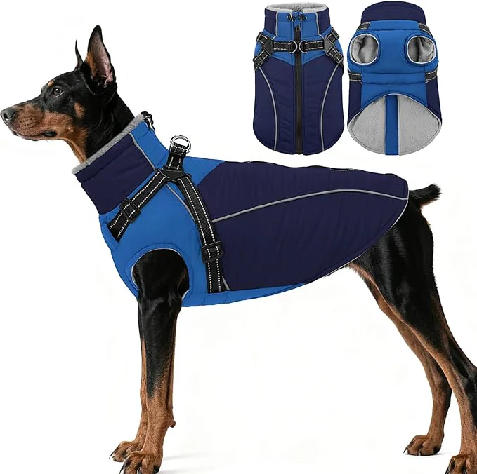 Effective ASENKU Reflective Dog Coat with Built-in Harness Windproof Fleece-Lined Dog Jacket for Small Medium Large Dogs Warm Winter Vest with Turtleneck Zipper Navyblue 2XL About ThisOverview Proven