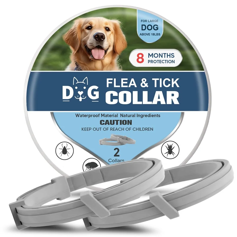 Convenient NJKPUYT Flea Tick Collar for Dogs – 2-Pack Up to 8 Months Adjustable Solid