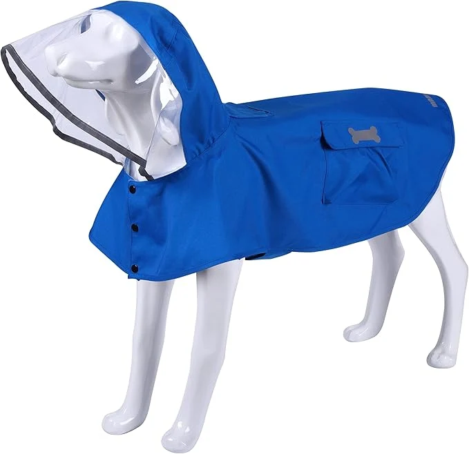 Soft Waterproof Dog Raincoat Adjustable Reflective Lightweight Pet Rain Clothes with Poncho Hood Medium Blue About ThisOverview Convenient