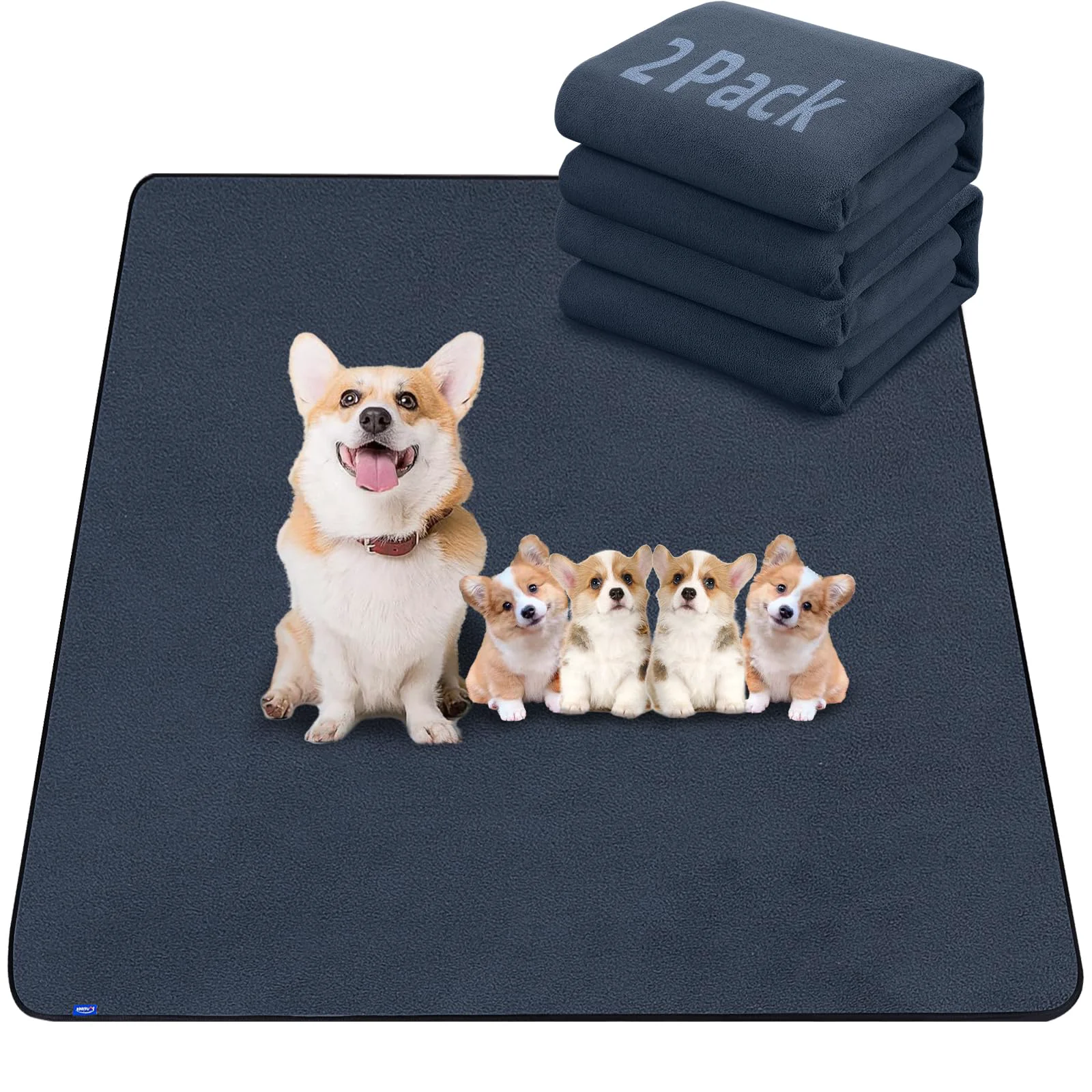 Eco-Friendly Sunsleek Reusable Puppy Pads 36×48 Inches – 2 Pack Ultra-Absorbent Non-Slip Washable Training Mats Efficient