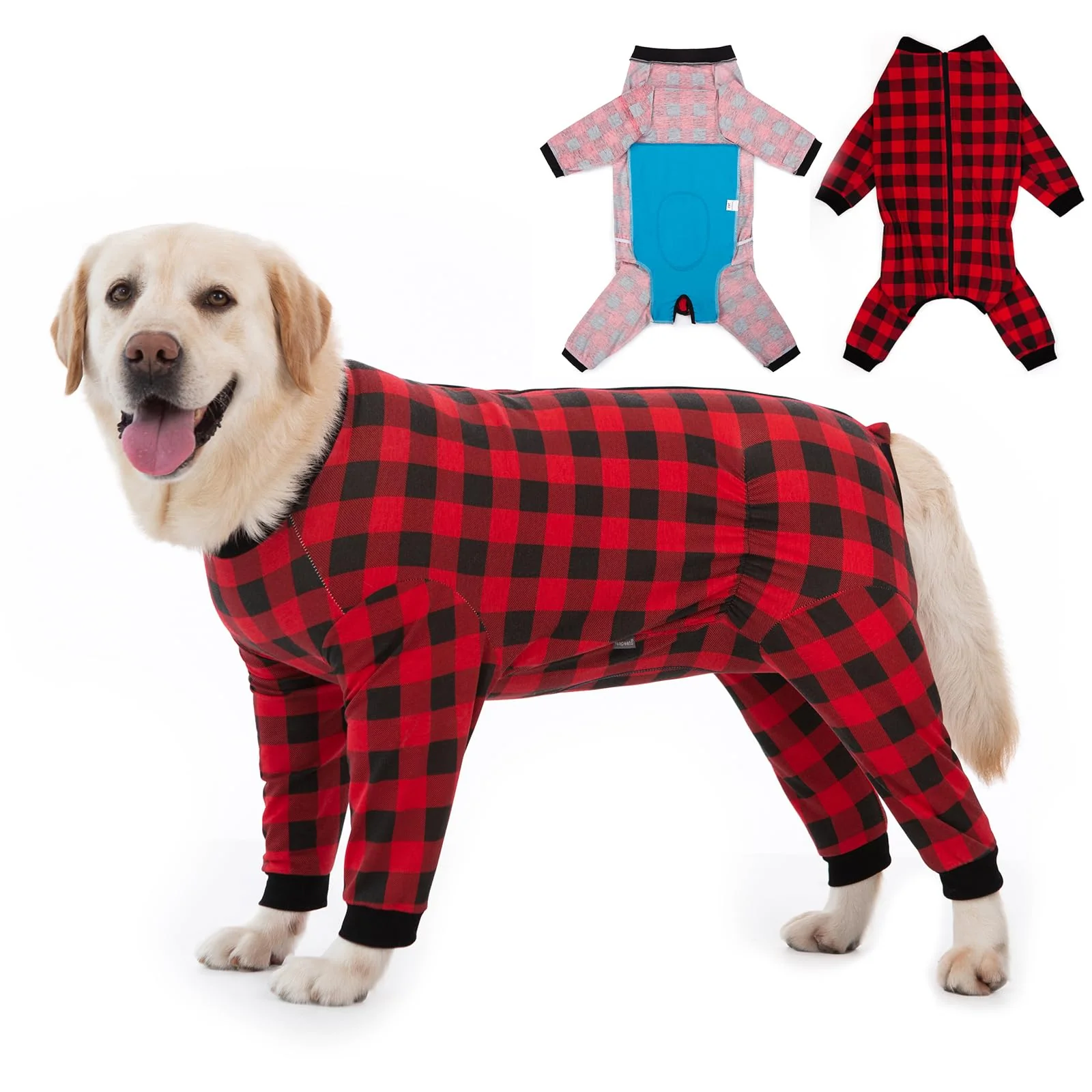 Fashionable Yeapeeto Dog Recovery Suit Full-Zipper for Large Dogs – Post-Surgery Bodysuit Red 6XL Unique