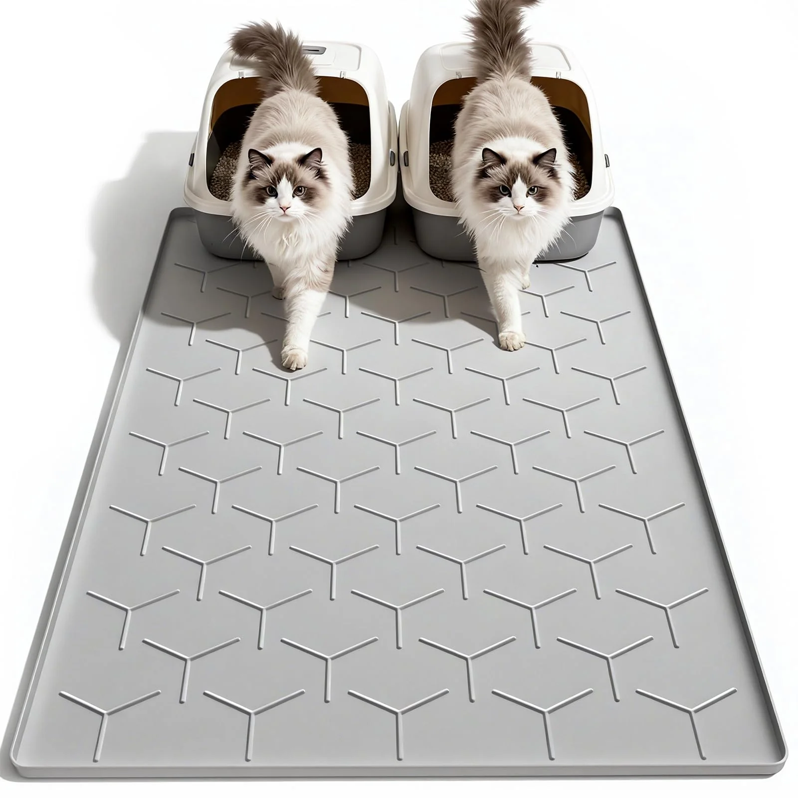 High-Grade Garoopion Cat Litter Mat – Large 40×28 Silicone Waterproof Easy-Clean Gray Exclusive
