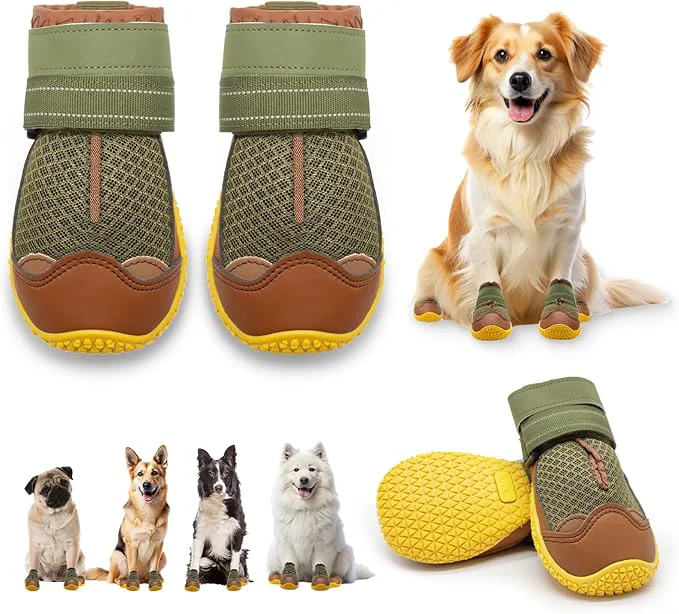 Quality Dog Shoes for Large Dogs Medium Dog Boots Paw Protectors for Hardwood Floors Outdoor Dog Booties for Hot Pavement Winter Snow Hiking Breathable Dog Shoes with Reflective Strips Size 4About ThisOverview Practical