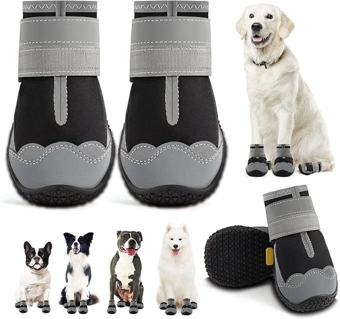 Solid Dog Shoes for Large Dogs Medium Dog Boots Paw Protectors for Hardwood Floors Outdoor Dog Booties for Hot Pavement Winter Snow Hiking Waterproof Dog Shoes with Reflective Strips Size 3About ThisOverview Selected