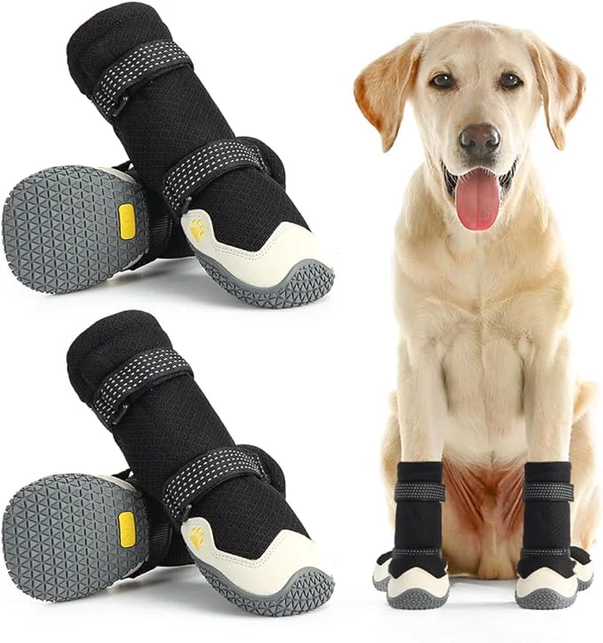Crafted Dog Shoes for Hot Pavement Anti-Slip Dog Boots Waterproof Dog Shoes for Small to Large Dogs with Reflective Straps Pet Dog Boots for Hiking.4Pcs Soft Breathable Paw Protectors for DogsAbout ThisOverview Superior