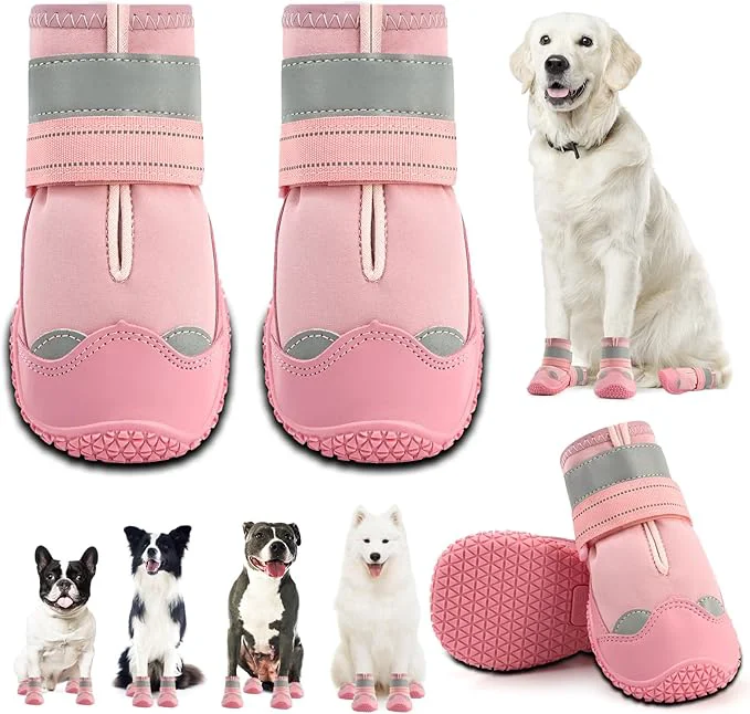 Safe Dog Shoes for Large Dogs Medium Dog Boots Paw Protectors for Hardwood Floors Outdoor Dog Booties for Hot Pavement Winter Snow Hiking Waterproof Dog Shoes with Reflective Strips Size 3About ThisOverview Clean