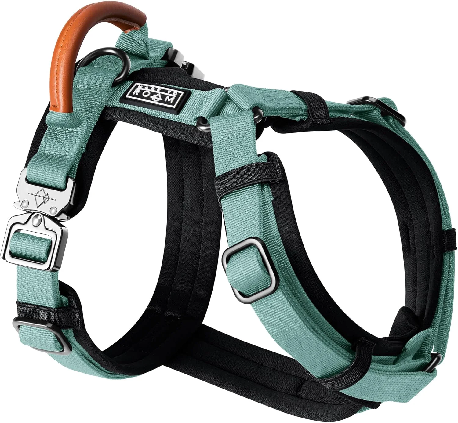 First-Class MADE TO ROAM Premium Explorer Harness – Y-Shaped Dog Harness with Adjustable Durable Nylon Soft Padding Metal Buckles and Leather Handle for Small Medium Large Dogs Florida Seaside Size 7 Authentic