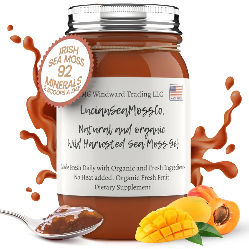Elite Fresh Organic Mango Peach Infused Sea Moss Gel Eco-Friendly