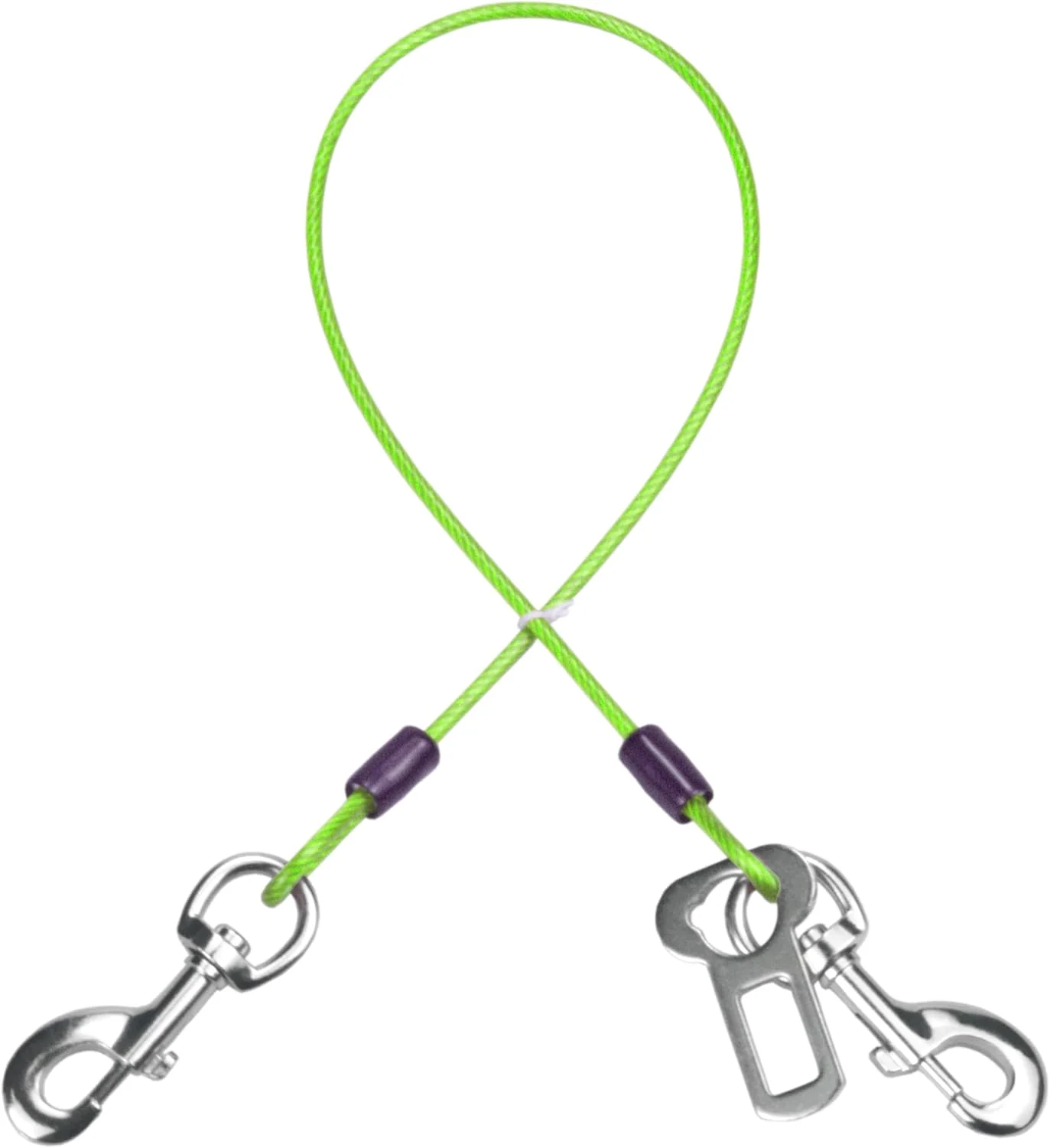 Casual Dog Seat Belt Harness for Car Dog Seatbelt of Coated Wire Leash Safety Restraint No Chew Tether Cable Vehicle Double Clips Latch Green 16 inch 40 CM Next-Generation