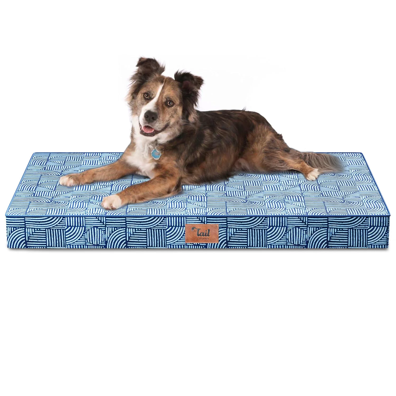 Exclusive Tail Stories Outdoor Orthopedic Dog Bed – 36×27 Inch Waterproof Egg-Crate Foam Bed for Large Dogs Luxury